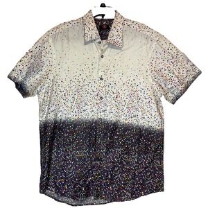 Charliz Couture Vtg Men's Button Up Shirt Sleeve Shirt Large Graphic Confetti